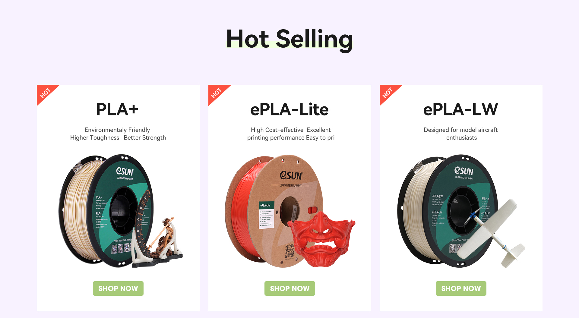 Top 3D Printer Filaments/Resins Online – eSUN Offical Store